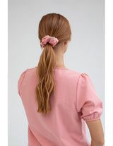 Camisa rosa manga corta escote pico cuadro